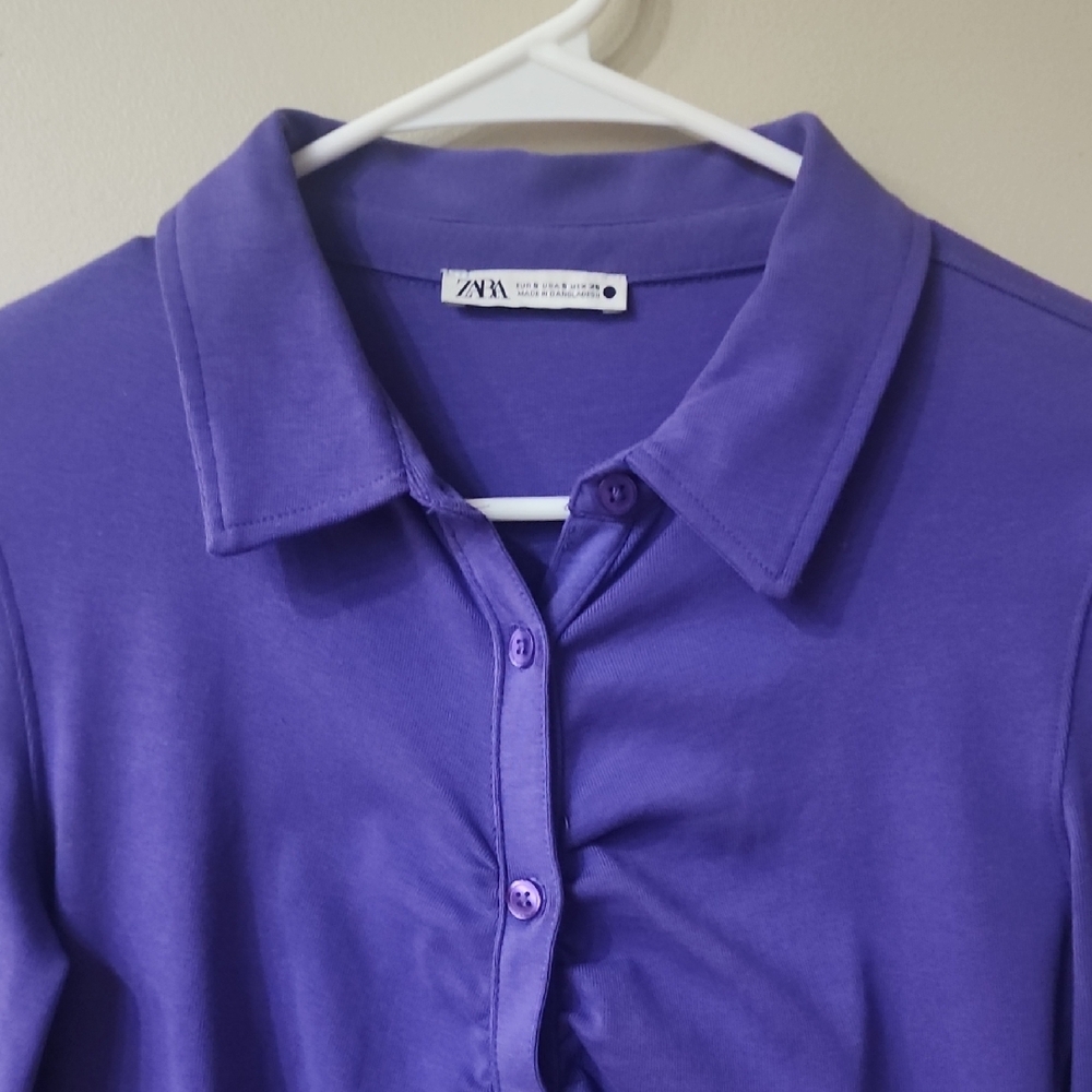 Zara Purple Collared Shirt Dress